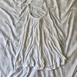 American Eagle Beaded White Lace Back Tank